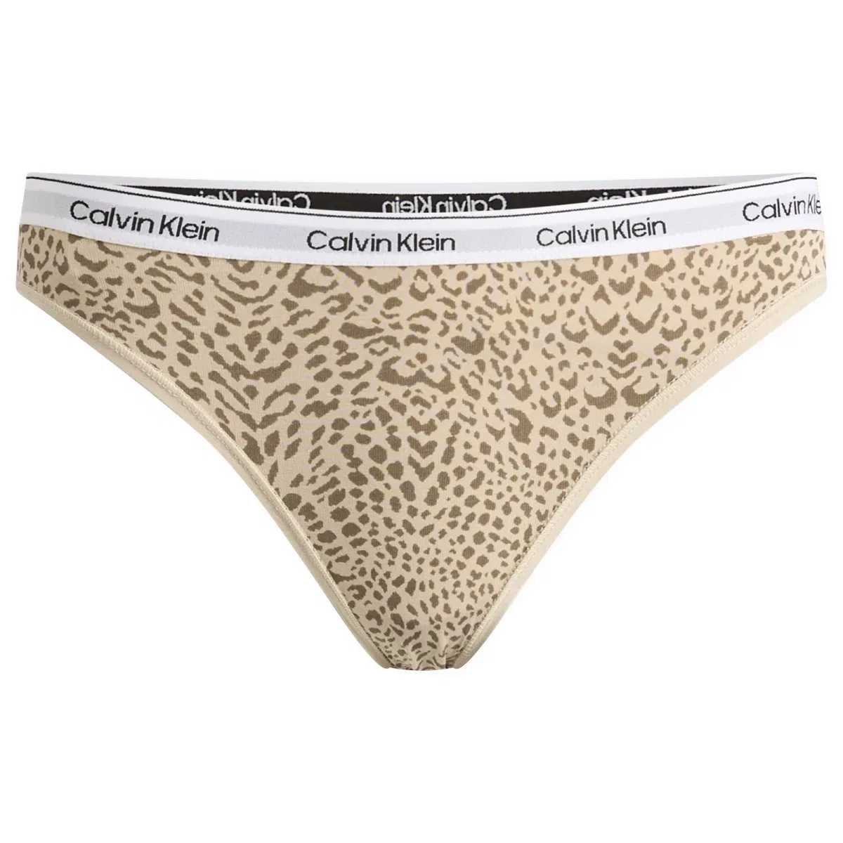 Комплект трусов бикини с фирменным поясом Icon Calvin Klein, Black White & Animal Mirror Oxford Tan — фото 2