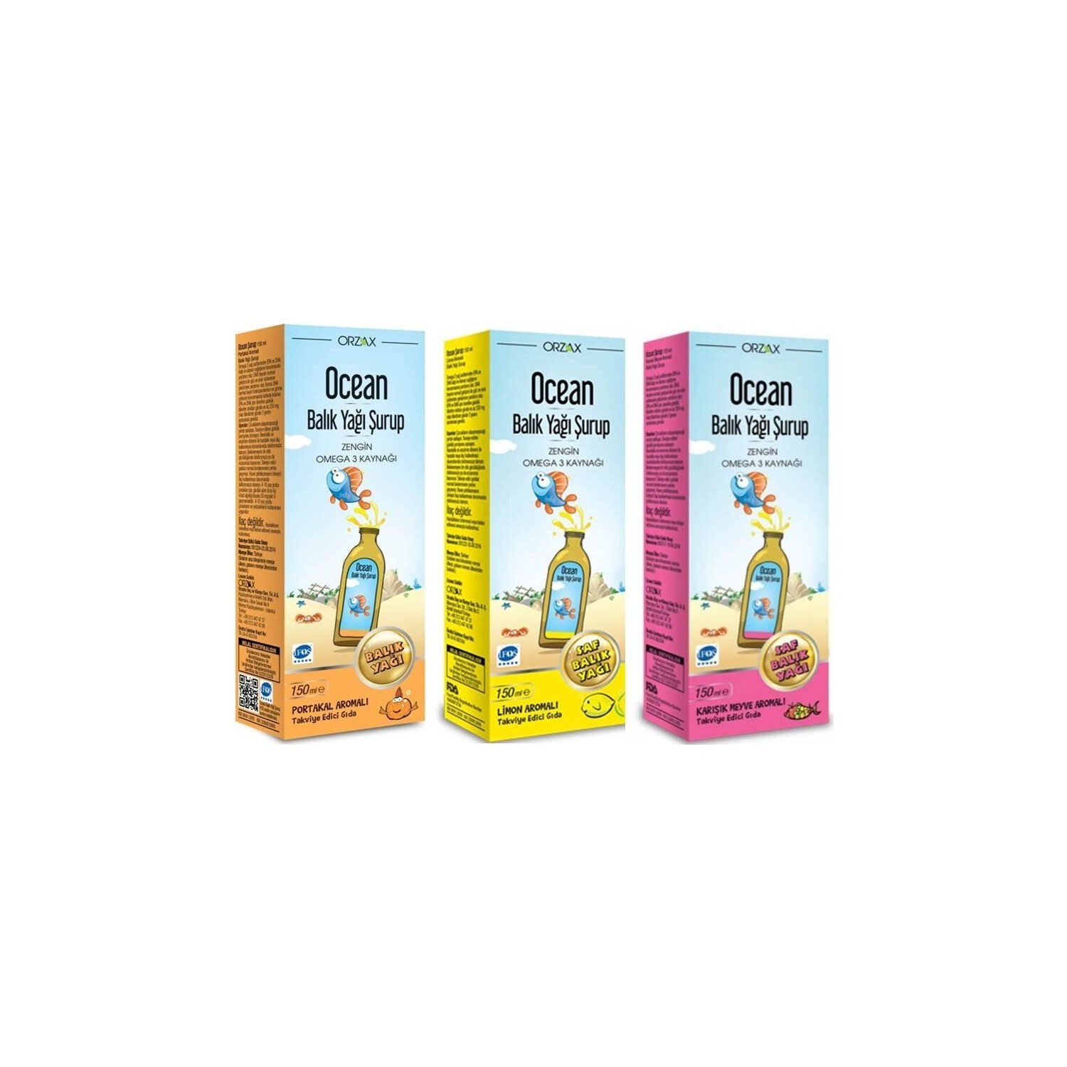 

Рыбий жир Ocean Orange + Сироп Ocean Lemon + Сироп Ocean Mixed Fruit
