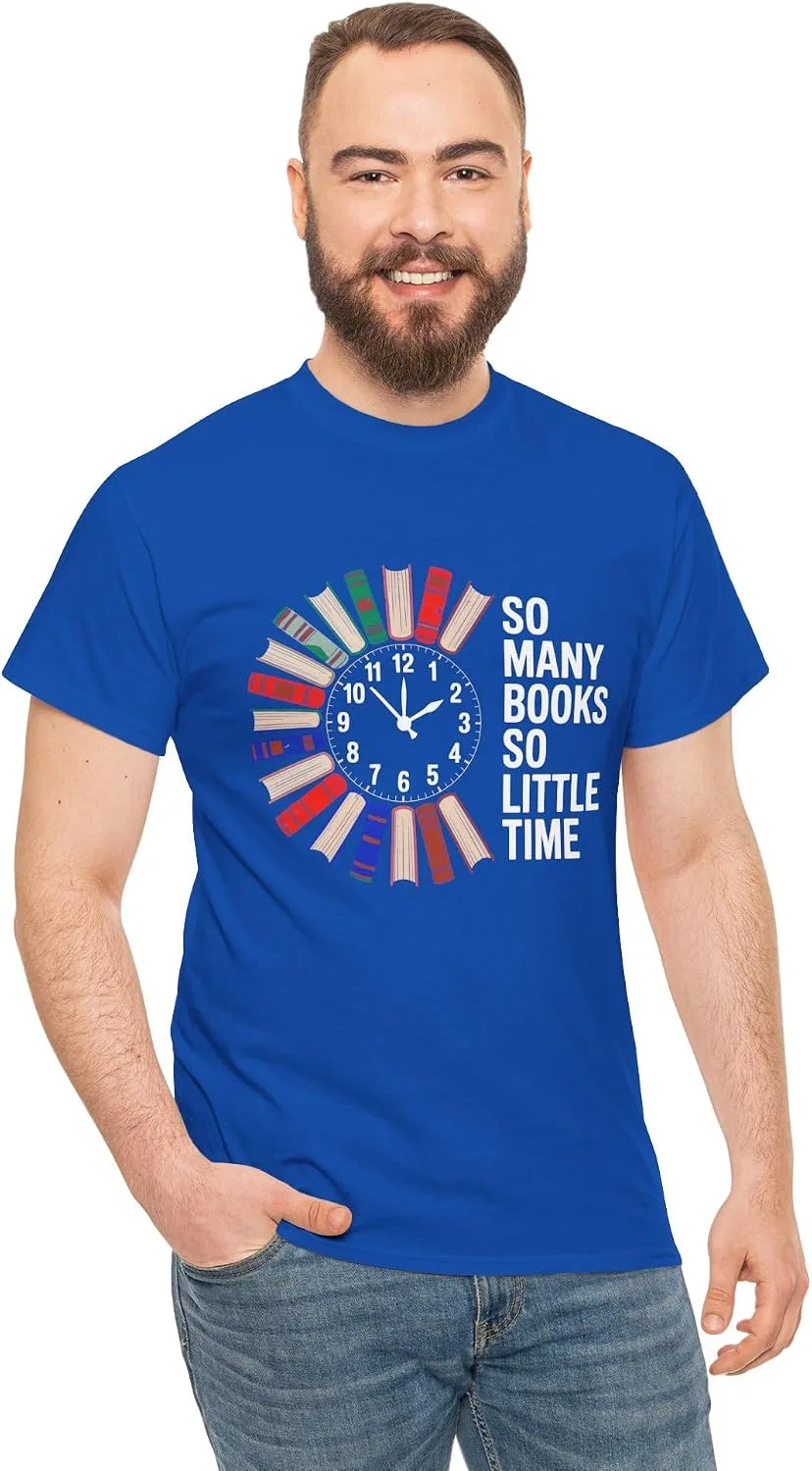 Женская футболка с принтом So Many Books So Little Time, неоново-синий — фото 4