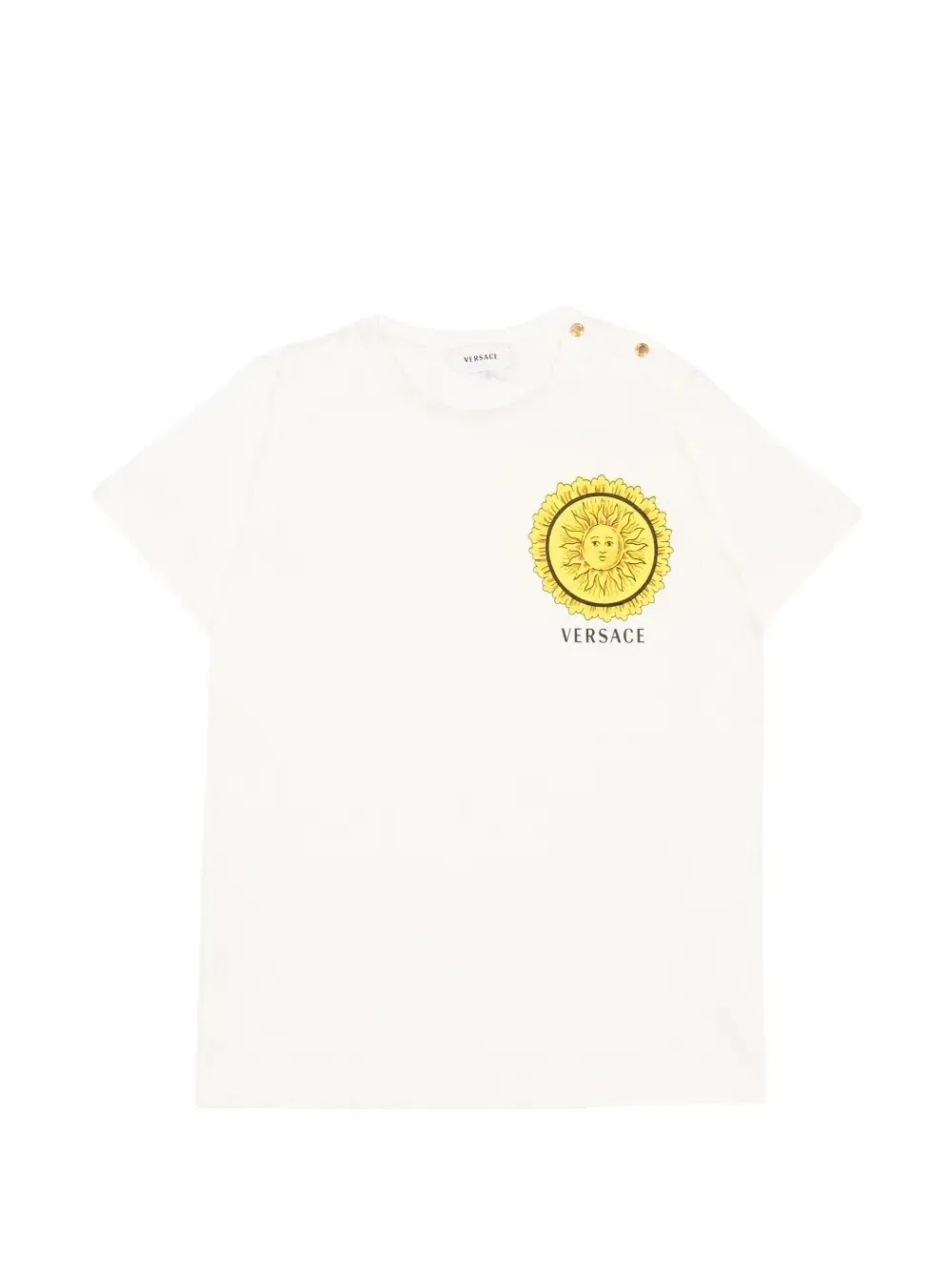 Футболка на пуговицах с принтом в виде солнца Versace Kids, бежевый