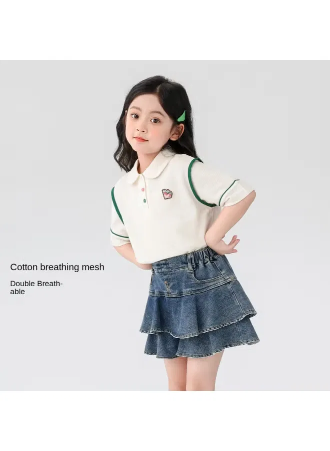 Футболка с коротким рукавом для девочки Zuoxi, айвори — фото 4