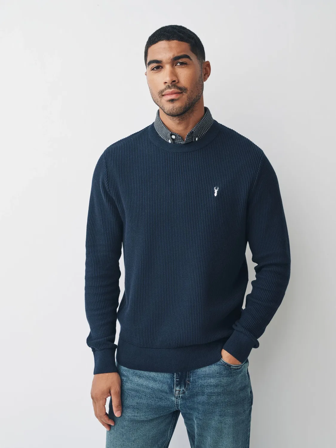 Джемпер Next Navy Blue, Regular Fit, Rib Texture Mock Shirt