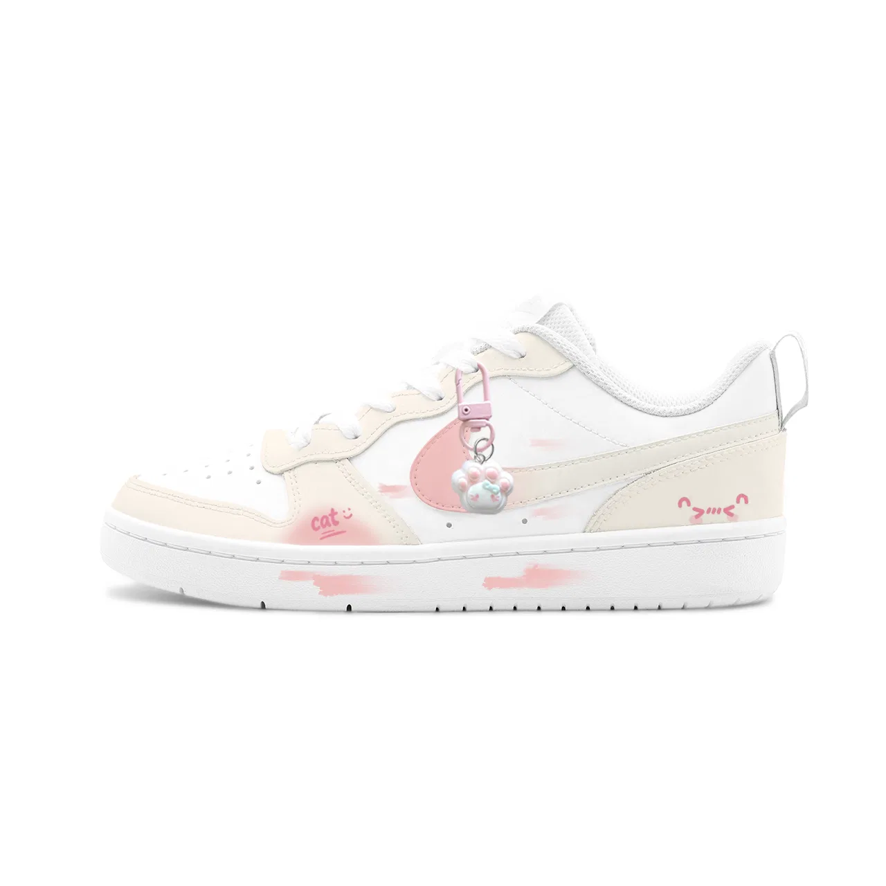 Детские кеды для скейтбординга с принтом Cream Peach Cat Nike, Yellow Pink