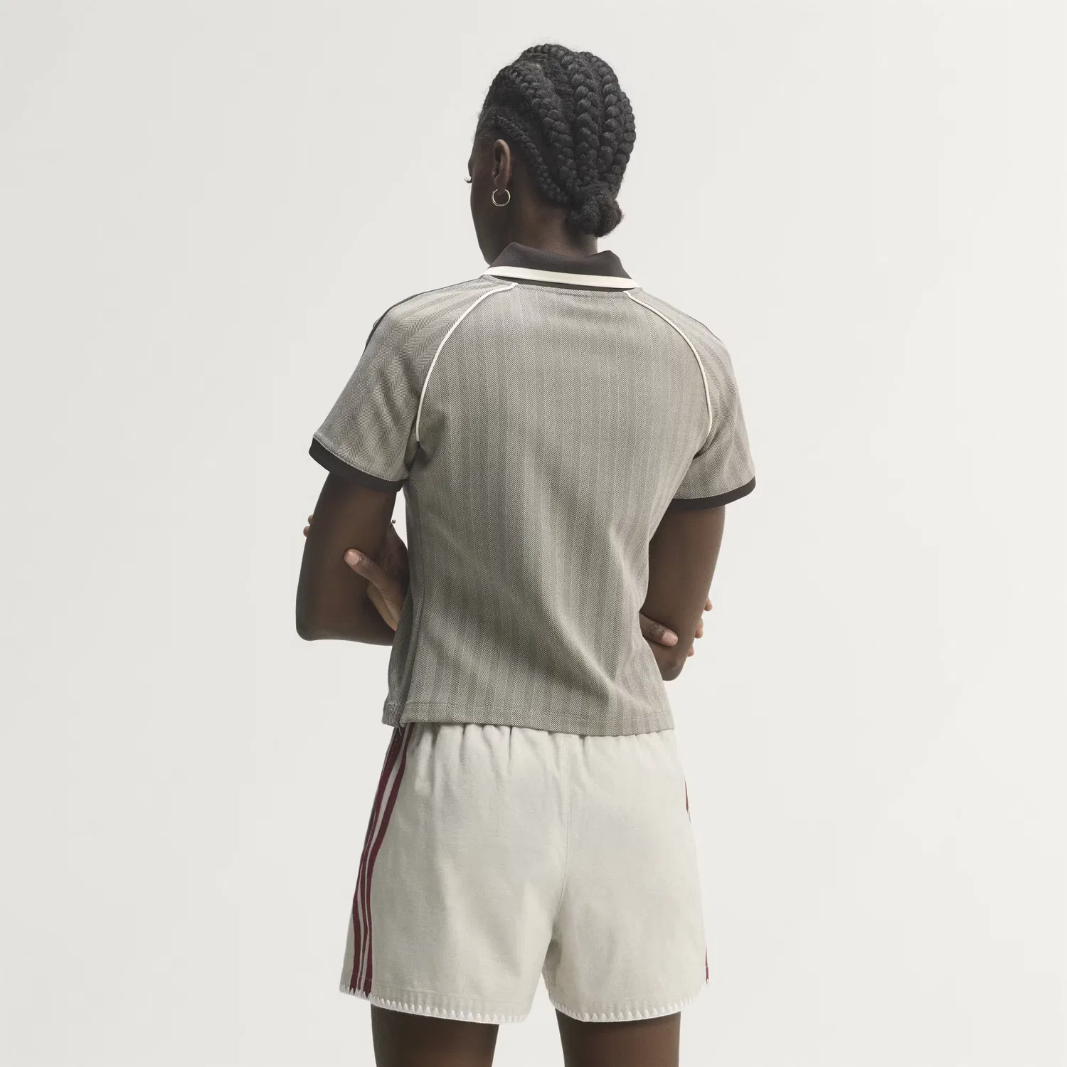 Женское поло приталенного кроя Tweed Polo Shirt Adidas Originals, светло-коричневый — фото 2