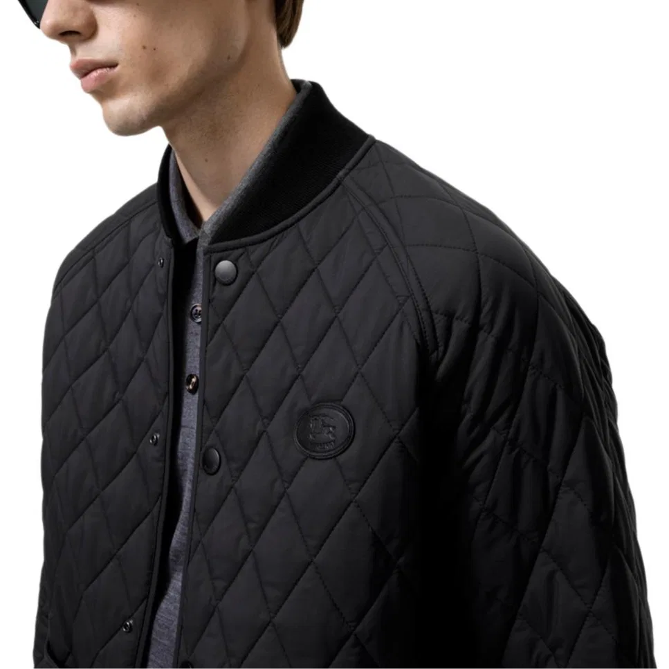 Мужское пальто-пуховик с бейсбольным воротником Black Burberry, Black — фото 4