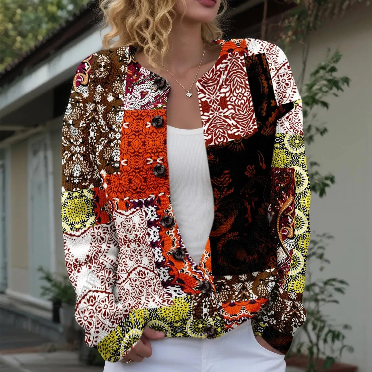 Женский кардиган с принтом Vintage Floral Print, Multi-coloured — фото 2