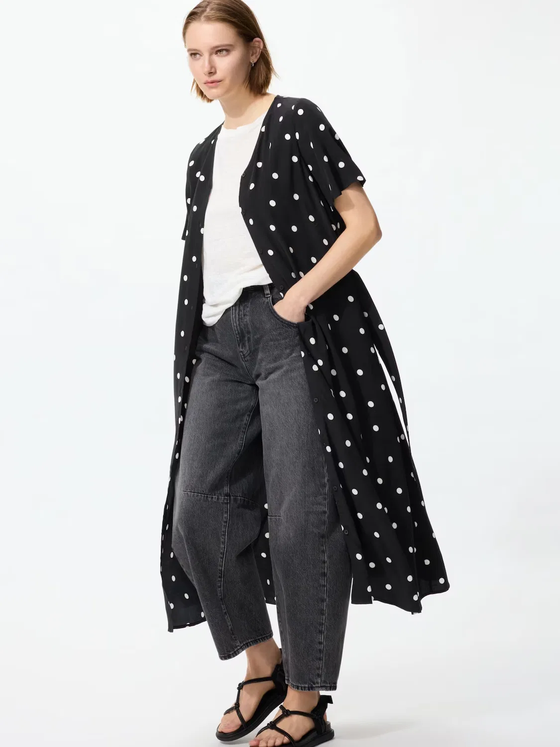Платье Uniqlo, длинное, черное — фото 3