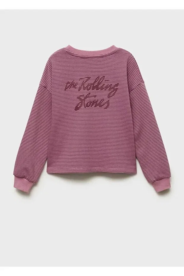 Детские свитшот для девочек хлопковый Rolling stones Mango Kids, Pink — фото 4