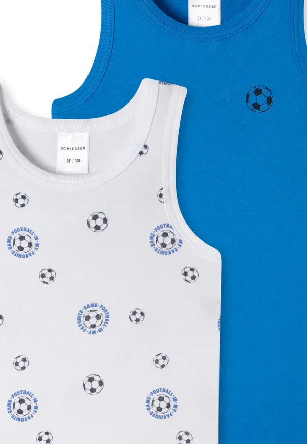Майка нательная хлопковая Feinripp cotton Schiesser, Blau Weiß Fußball, белый — фото 2