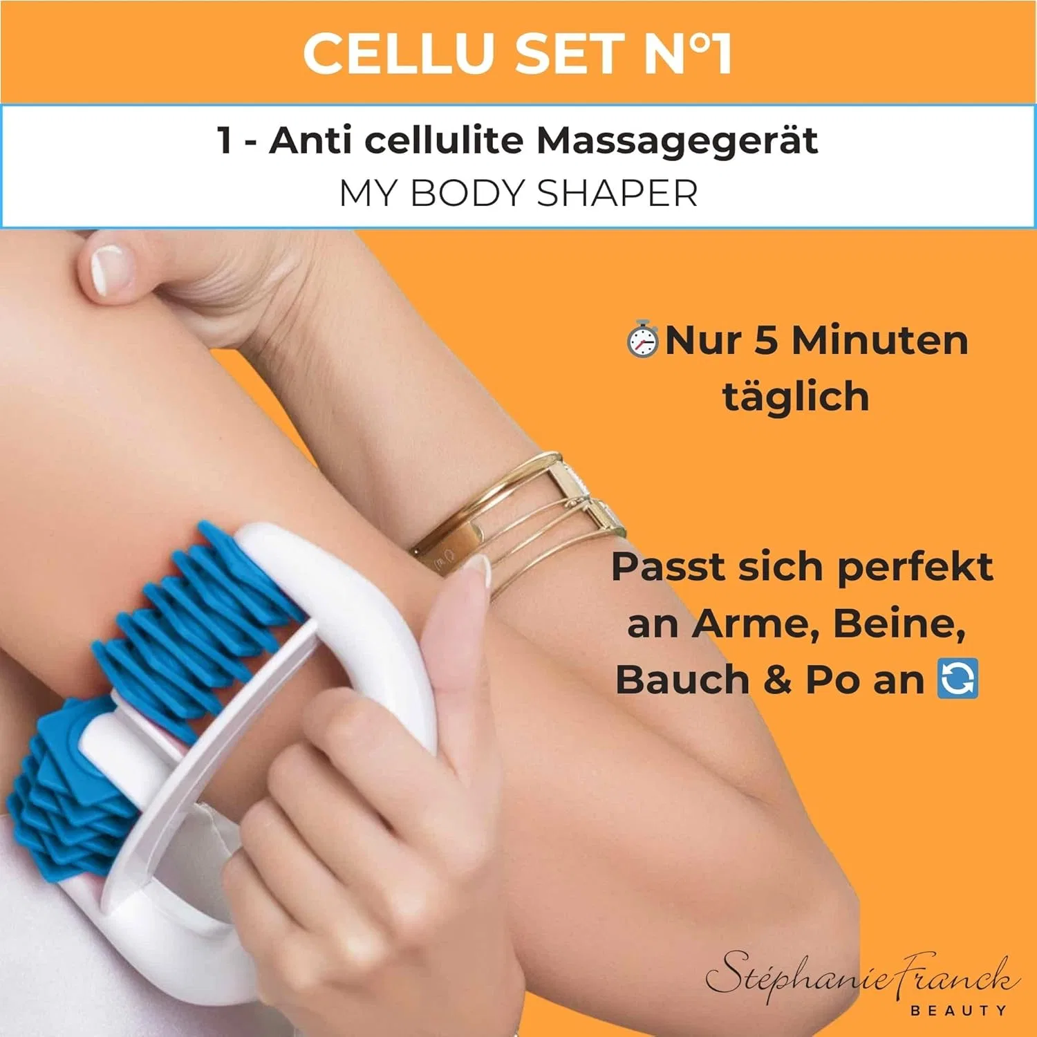 Массажный набор Body massage set, Массажный роллер и 2 банки для вакуумного массажа, Stephanie Franck Beauty, 1 шт, 260 г, Sky Blue — фото 2