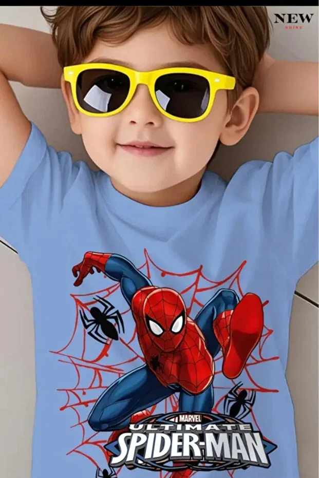 Детская футболка с принтом Spider-Man New Shine, Babe Blue
