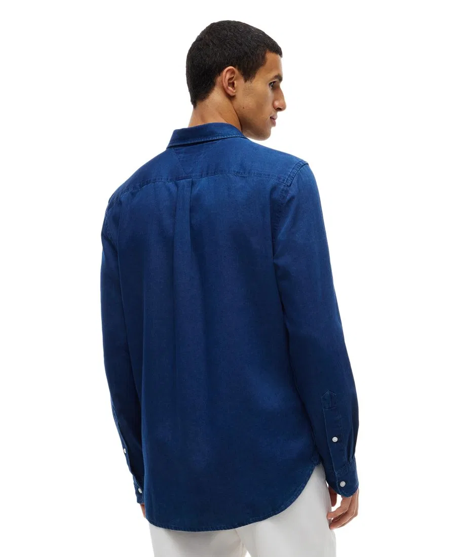 Рубашка из хлопка с длинным рукавом Tommy Hilfiger, Dark Blue Chambray — фото 4