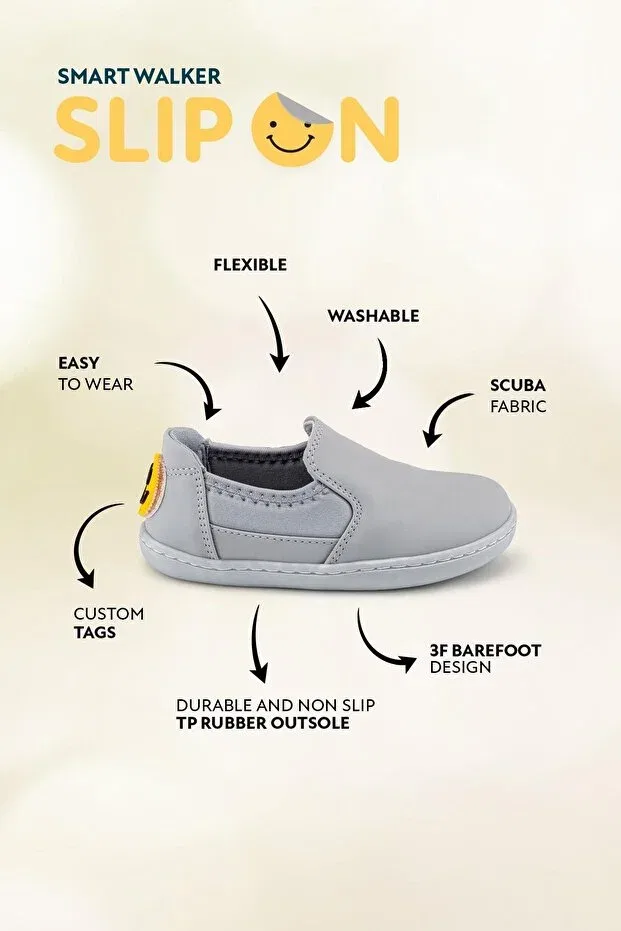 Детские туфли для мальчиков без шнурков Classic slip-on Hopfrög, Super Matte Gray — фото 3