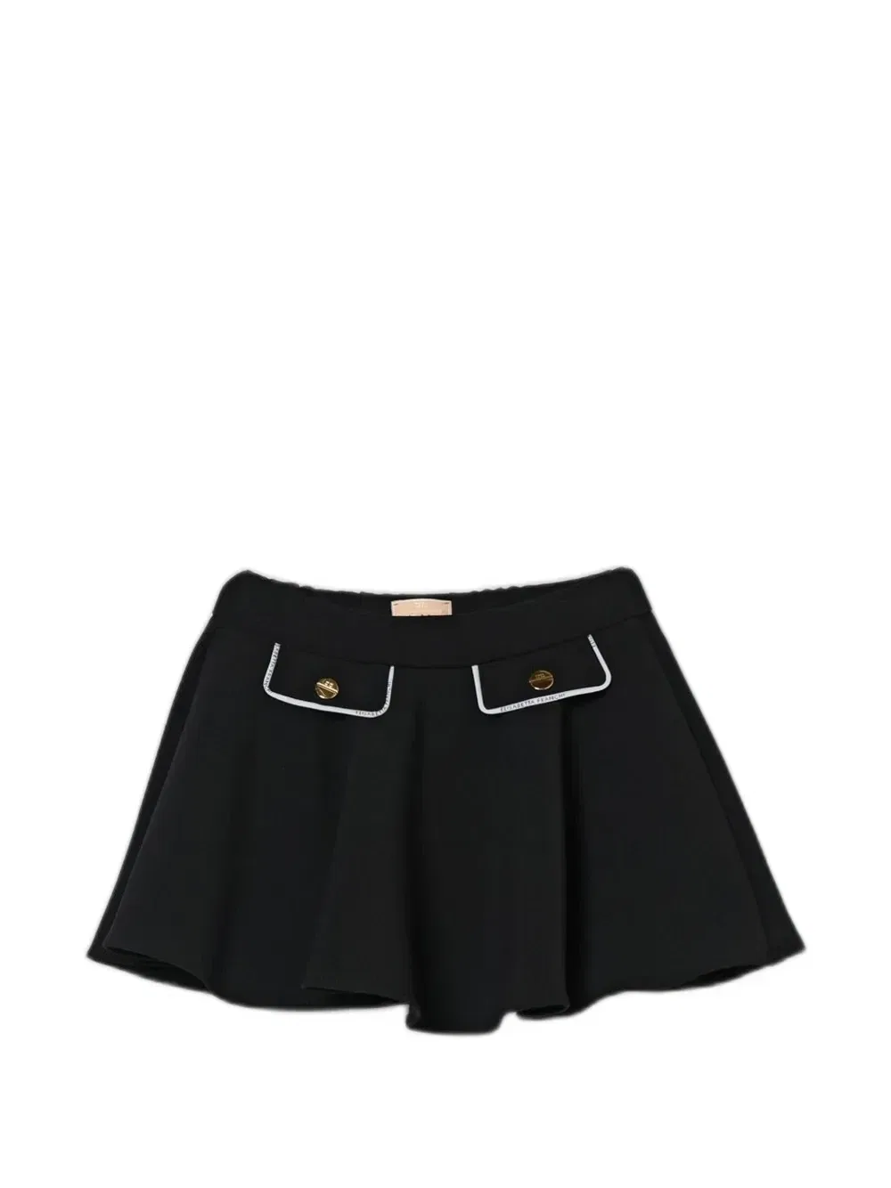 Юбка с логотипом и декоративным клапаном Elisabetta Franchi Kids, черный