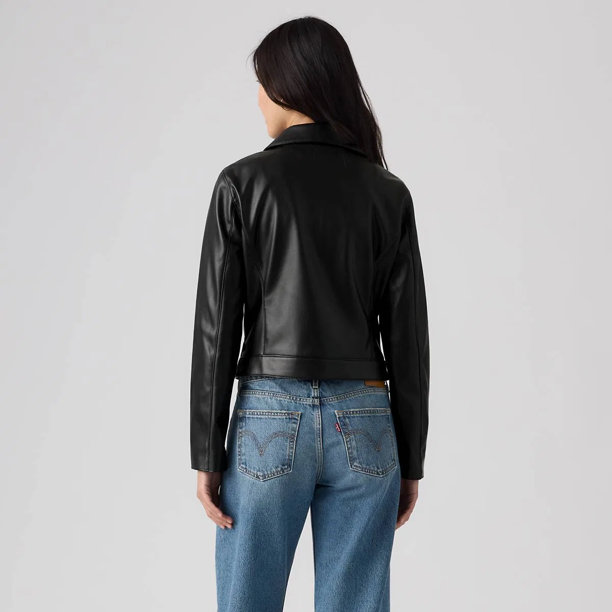Куртка из искусственной кожи с откидной застежкой-молнией Levi's, Black Faux Leather - Black — фото 4