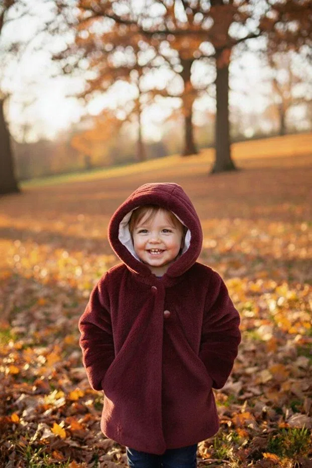 Детское пальто для девочек хлопковое с капюшоном Babyhola, Burgundy