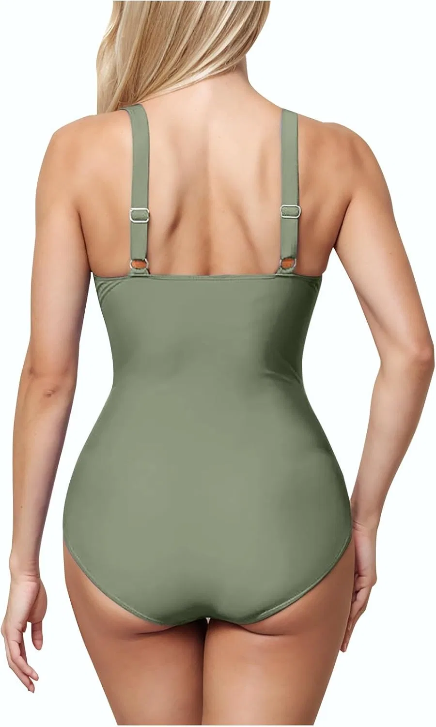 Женский слитный купальник с перекрестной спинкой Slim, Green — фото 4