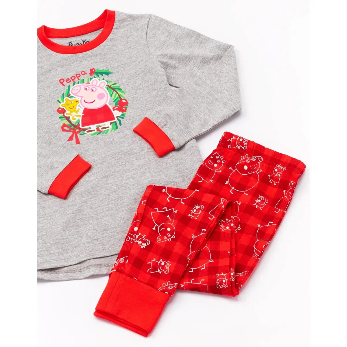 Детская пижама с длинным рукавом и длинными штанинами Peppa Pig, Red — фото 4