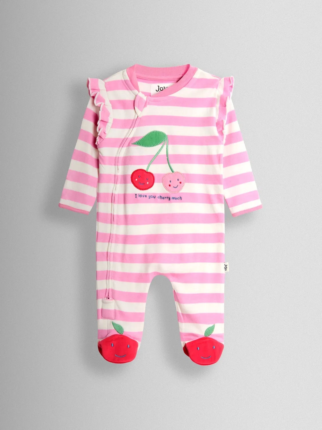 Комбинезон с аппликацией вишня, JoJo Maman Bébé, розовый