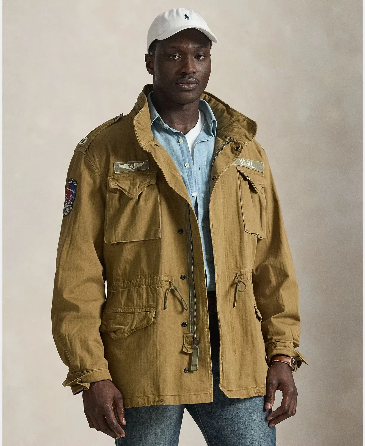 Мужское пальто из хлопка с принтом Big & Tall Polo Ralph Lauren, Коричневый — фото 2