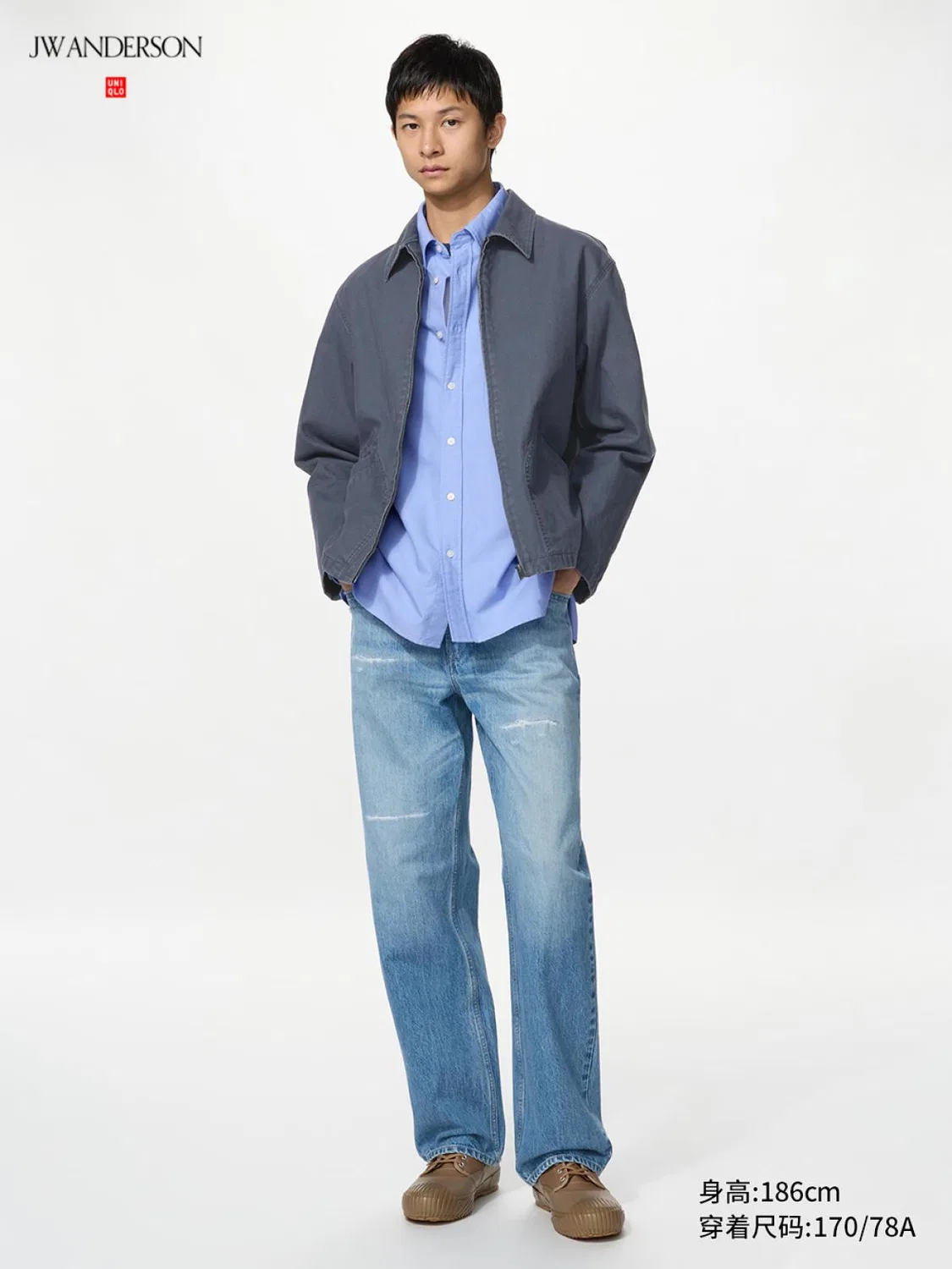 Джинсы прямые удлиненные Uniqlo x JW Anderson, 65 синий