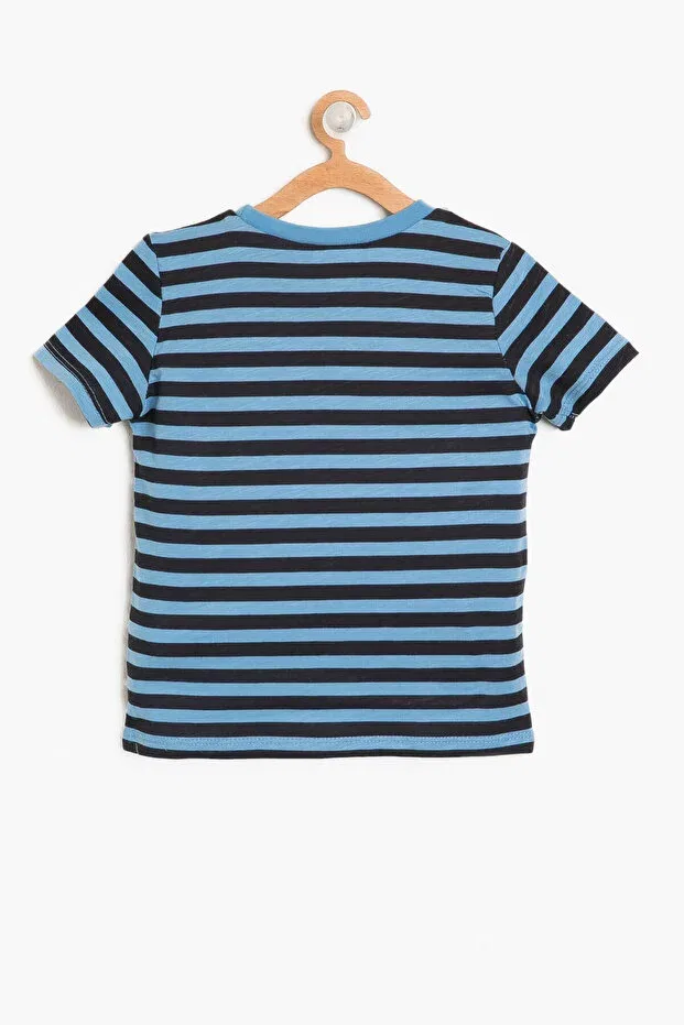 Детская футболка для мальчиков с полоской Koton, Navy Blue/70J — фото 3