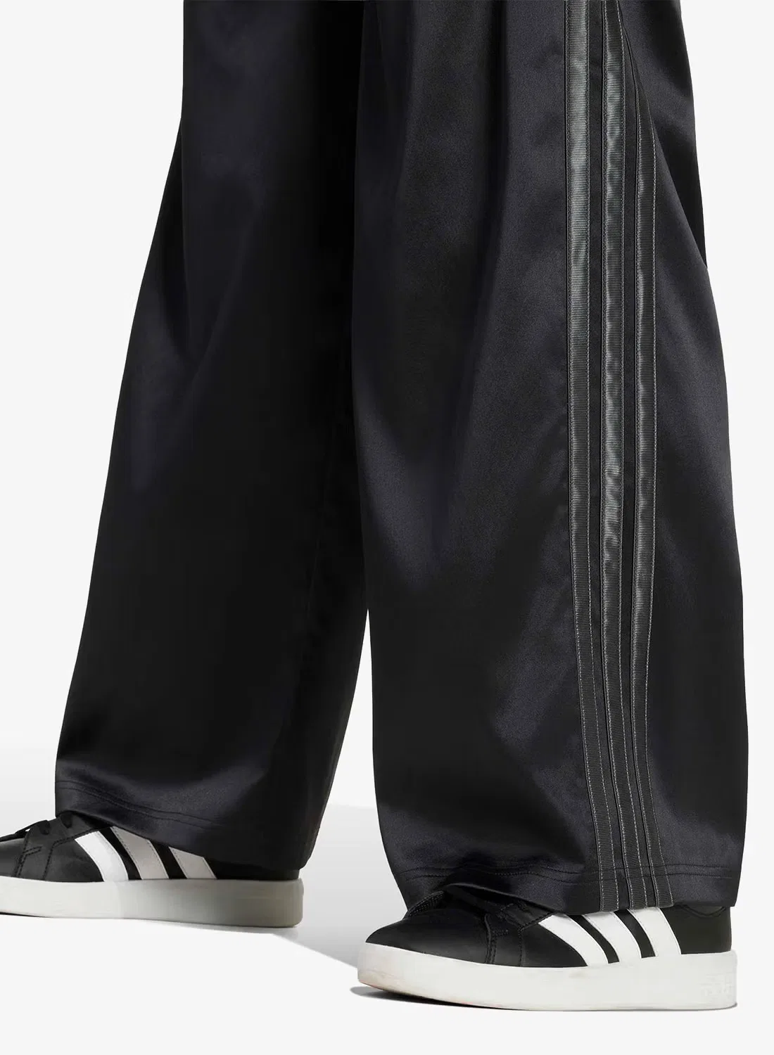 Штаны широкие на резинке с логотипом Adidas, черный — фото 4