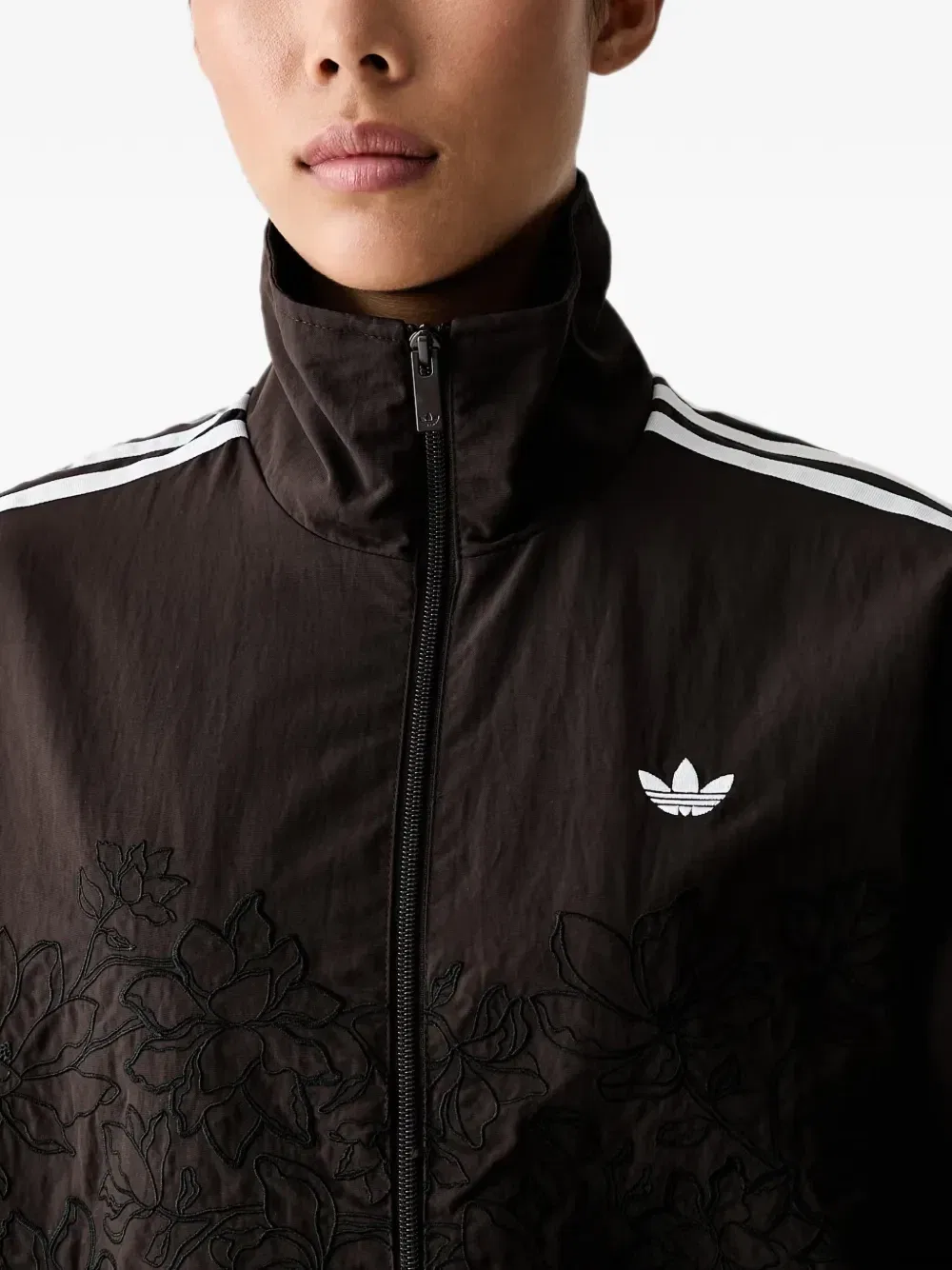 Куртка-олимпийка Floral GFX Firebird свободного кроя Adidas, коричневый — фото 4