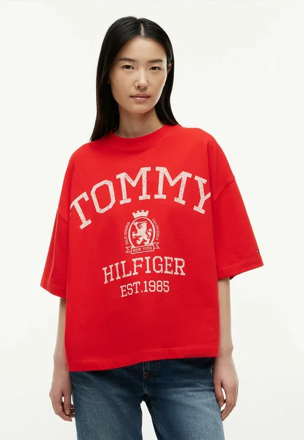 Футболка хлопковая Print t-shirt Tommy Hilfiger Fire red, красный