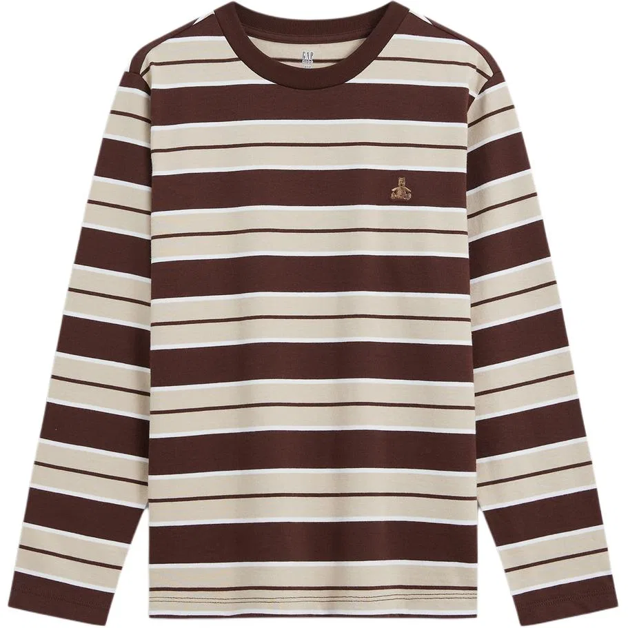 Детская футболка с круглым вырезом Brown Stripes GAP