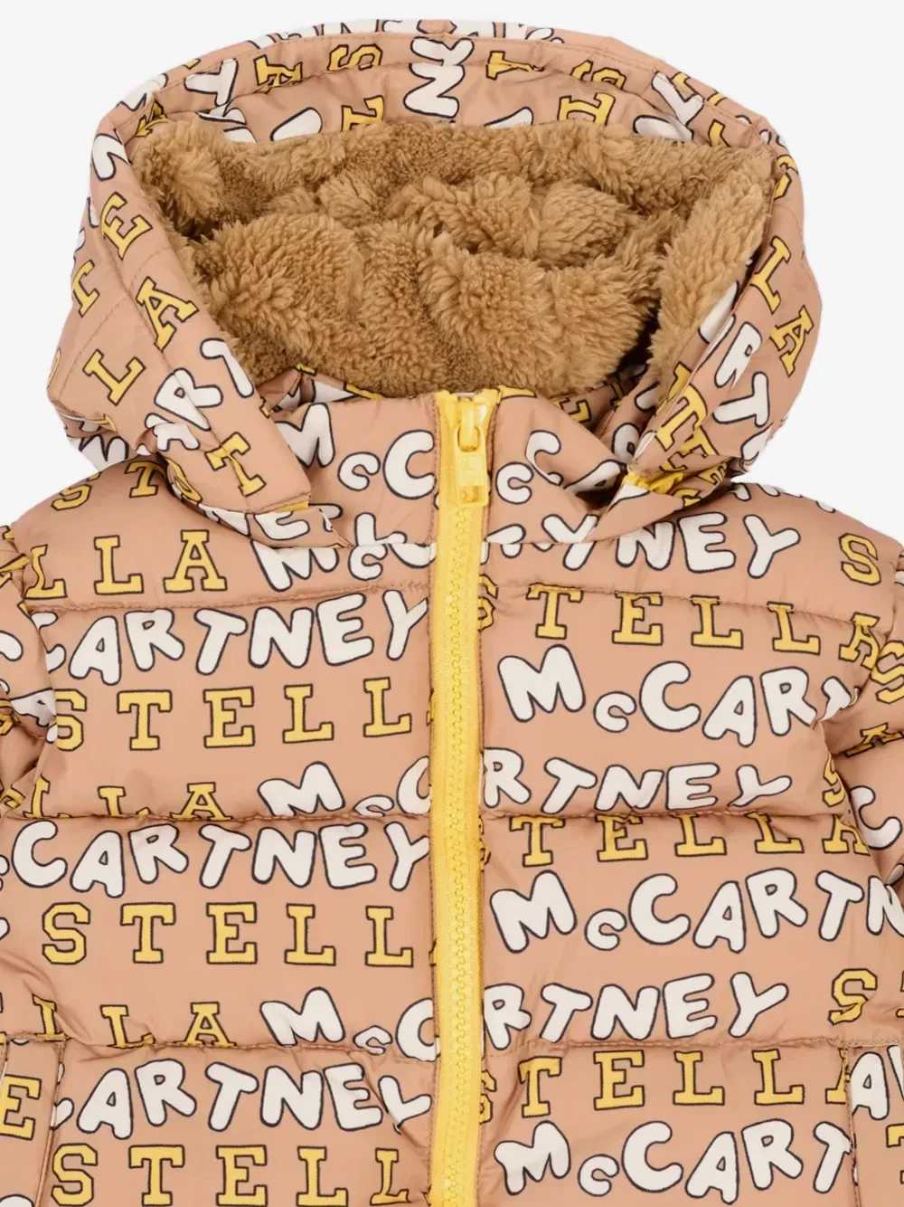 Пуховик с логотипом Stella McCartney Kids, коричневый — фото 3