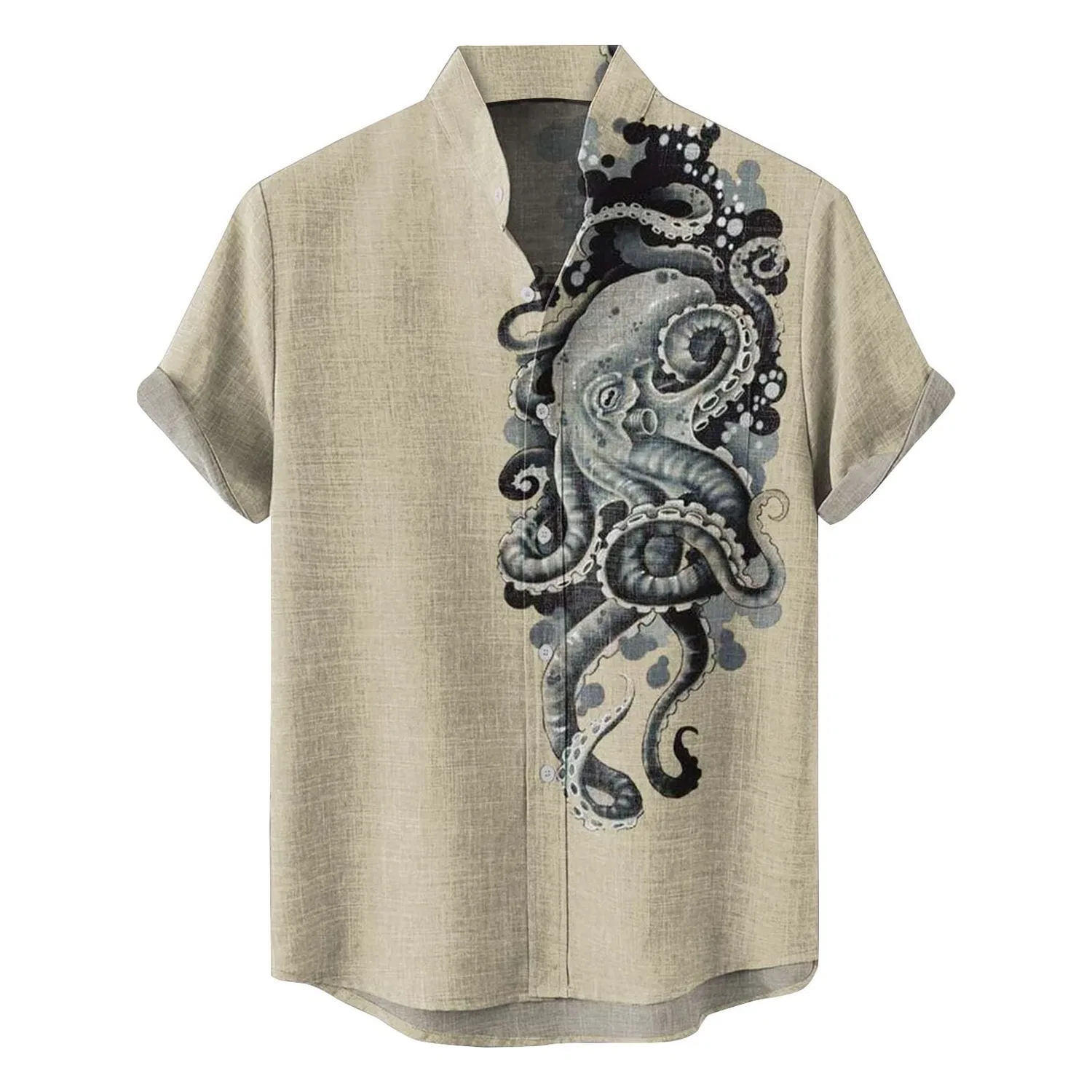 Мужская рубашка с коротким рукавом с принтом, Camicia Hawaiana Nera Da Uomo
