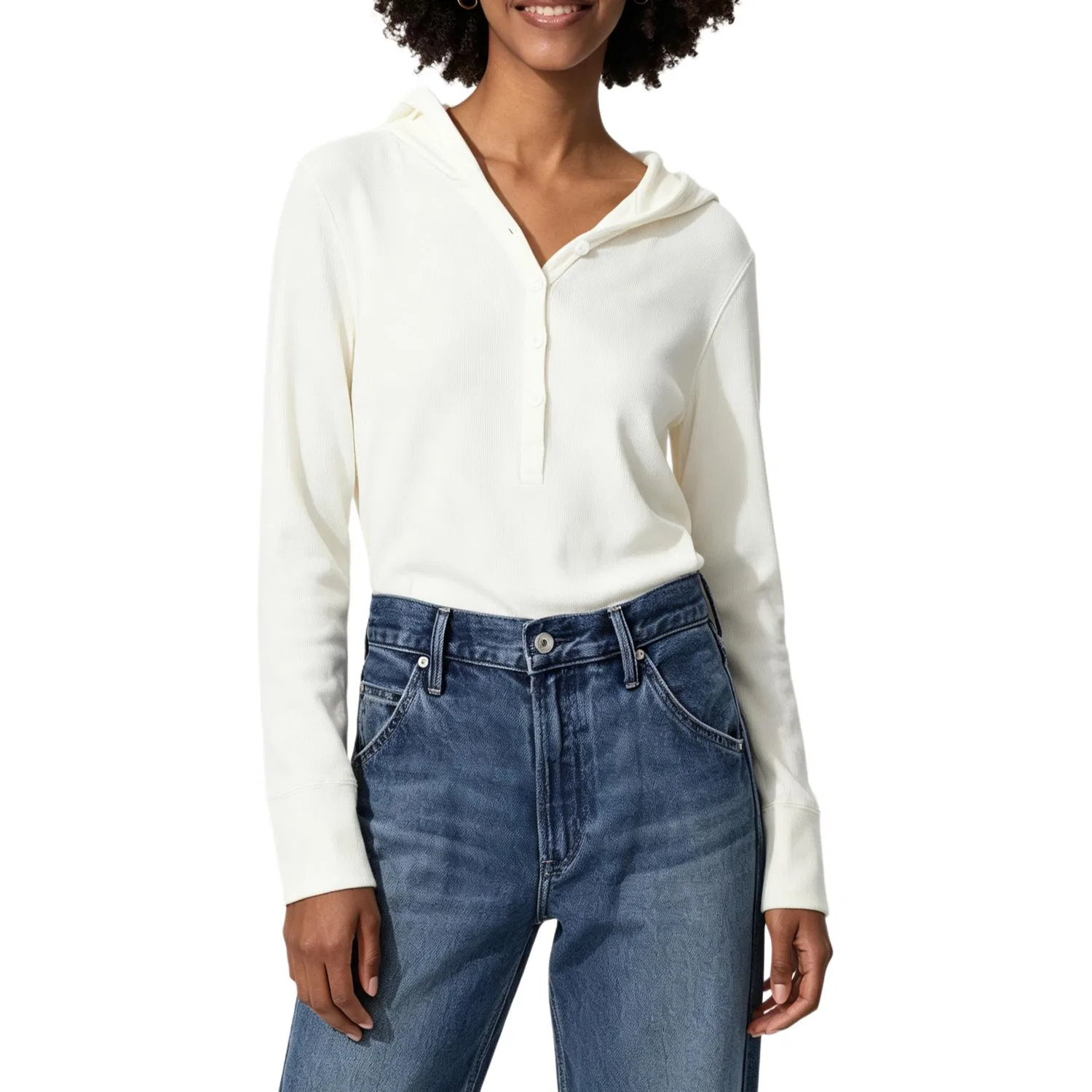 Женская футболка с капюшоном UNIQLO, Ecru