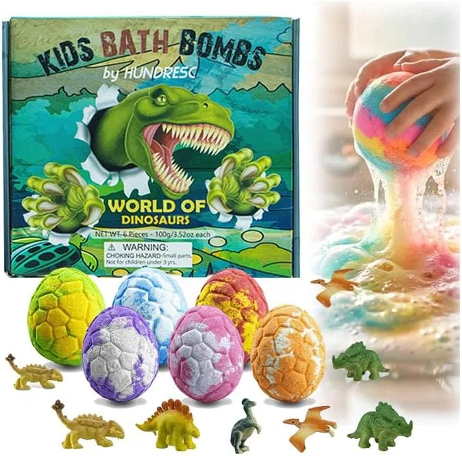 Бомбочки для ванны с сюрпризом внутри, 6 шт, Dinosaur, 600g Generic