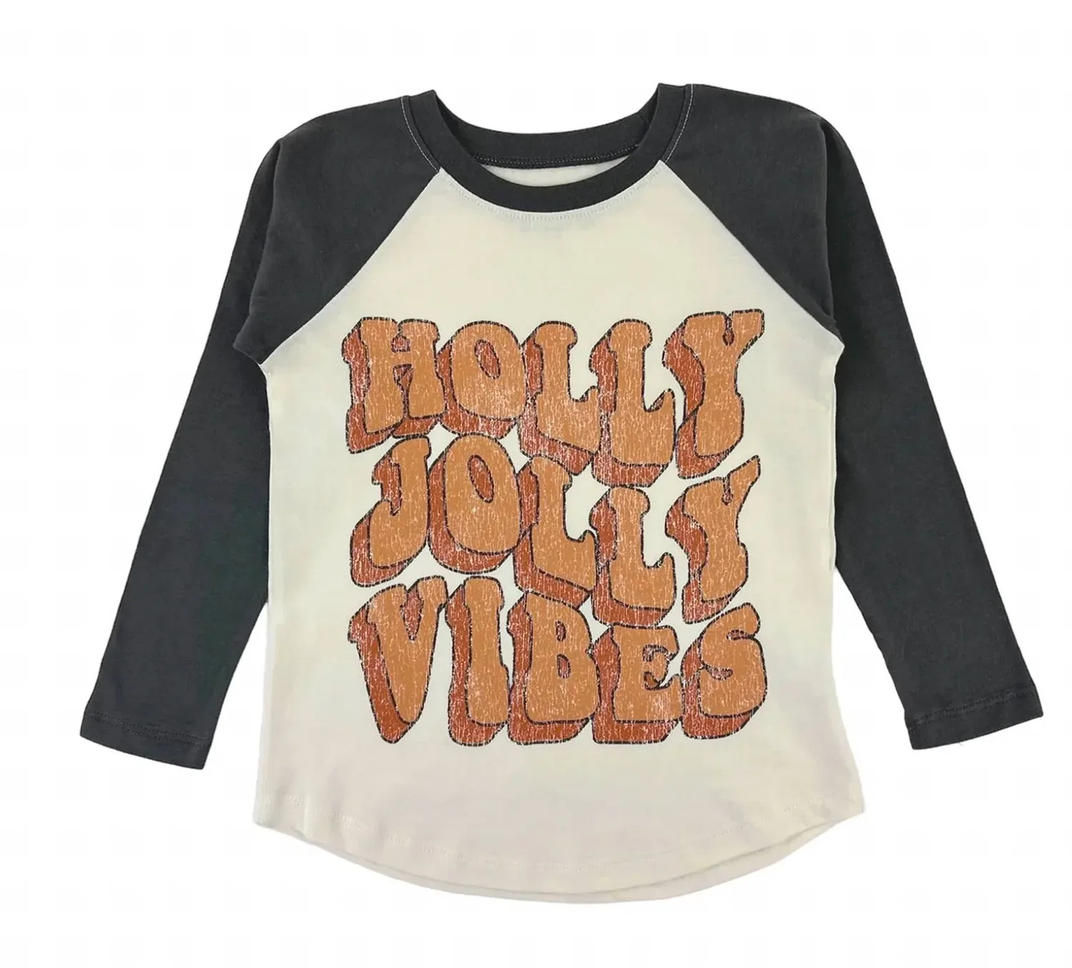 Детский лонгслив с длинным рукавом и принтом Holly Jolly Vibes TINY WHALES, Ecru/ Black — фото 2