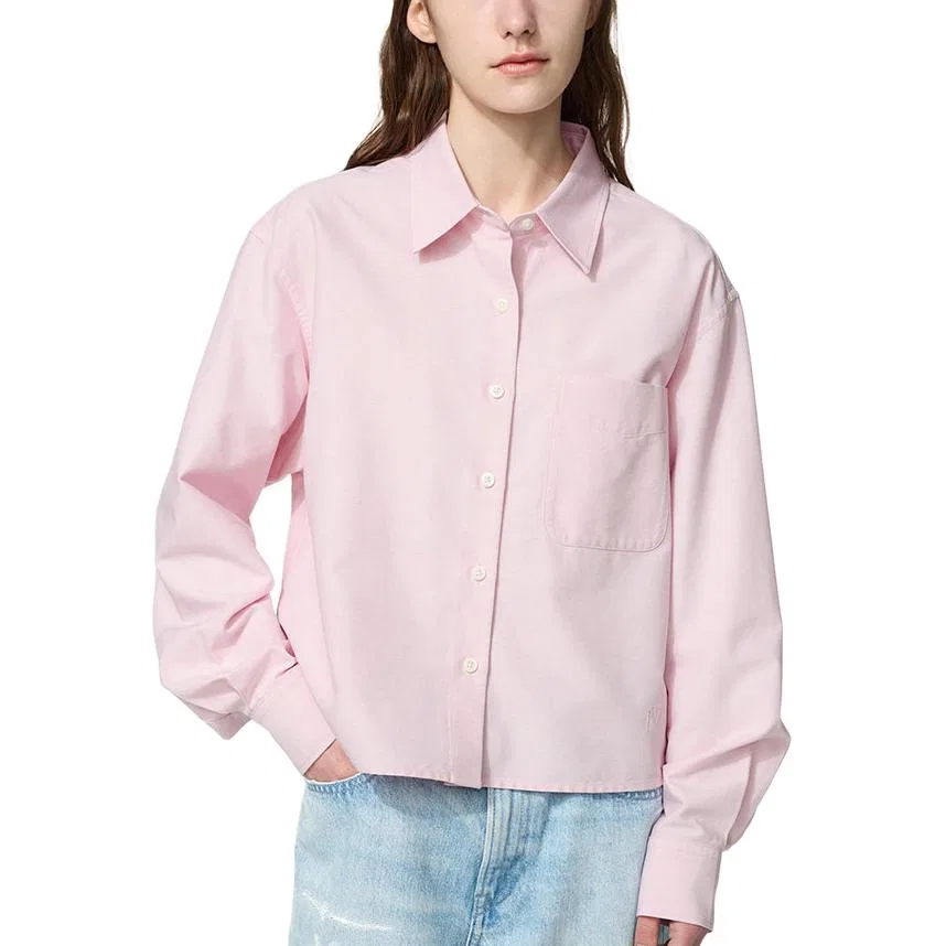 Женская рубашка розовая UNIQLO, Pink — фото 4