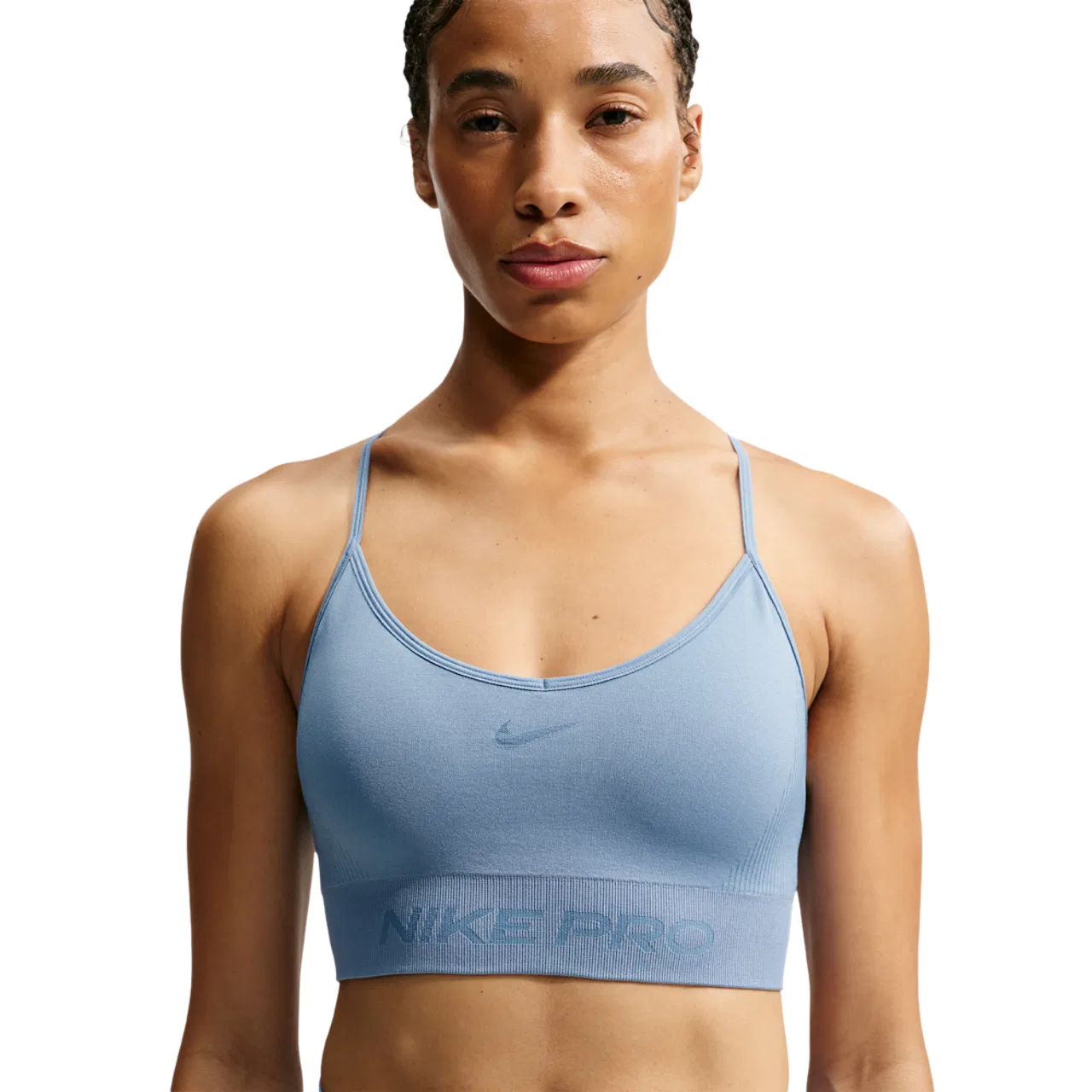 Женский бесшовный спортивный бюстгальтер Pro Dri-FIT Seamless LS Bra Nike, Work Blue