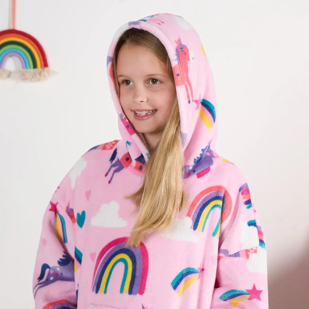 Детский худи оверсайз Rainbow с принтом, Ohs, Pink — фото 3