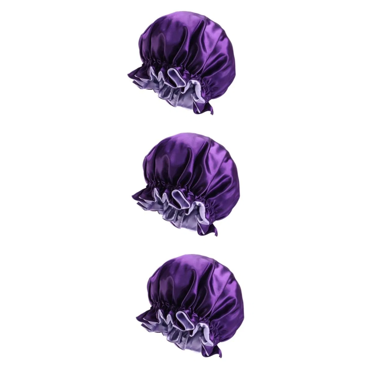 Набор шапочек для душа кружевных, DOITOOL, 3 шт, сатин, 36x36 см, Lilac