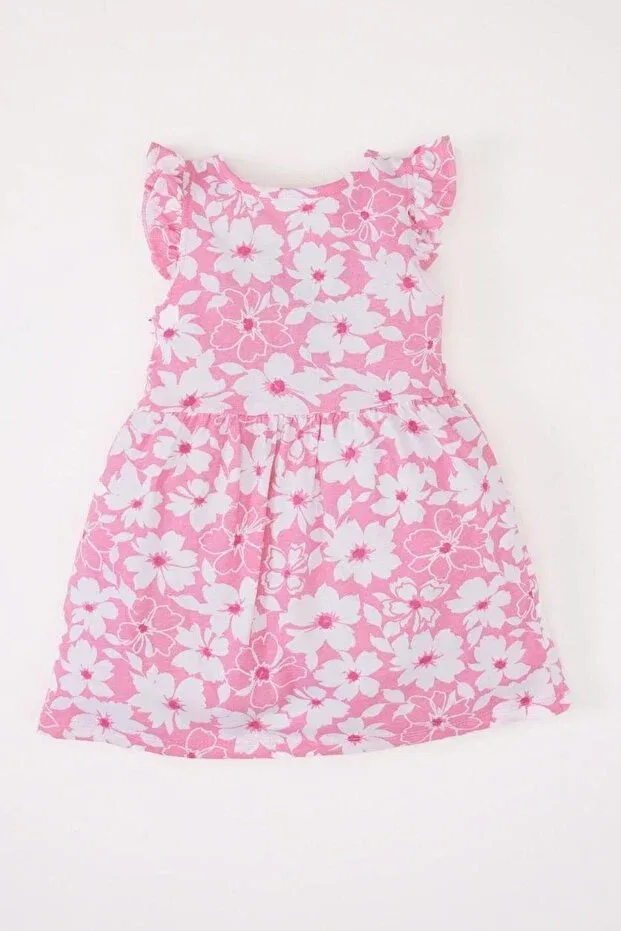 Детское платье для девочек с принтом Patterned Short Sleeve Dress Defacto, Pink-Pn170 — фото 3