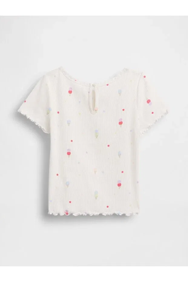 Детская футболка для девочек с вышивкой Gap, White-000 — фото 3