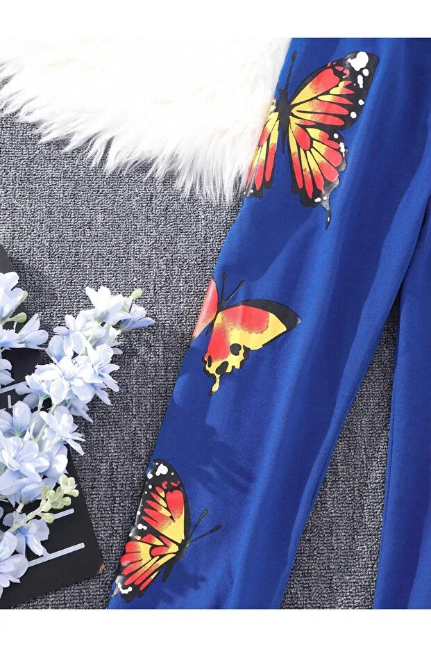 Детский спортивный комплект для девочек с принтом Kids 3-piece summer tracksuit set Novibe, Saks Blue — фото 4