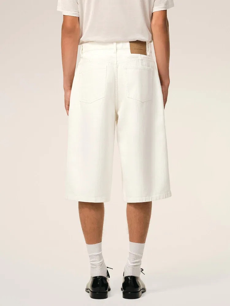 Шорты бермуды джинсовые Loose Bermuda Shorts AMI PARIS, White — фото 3