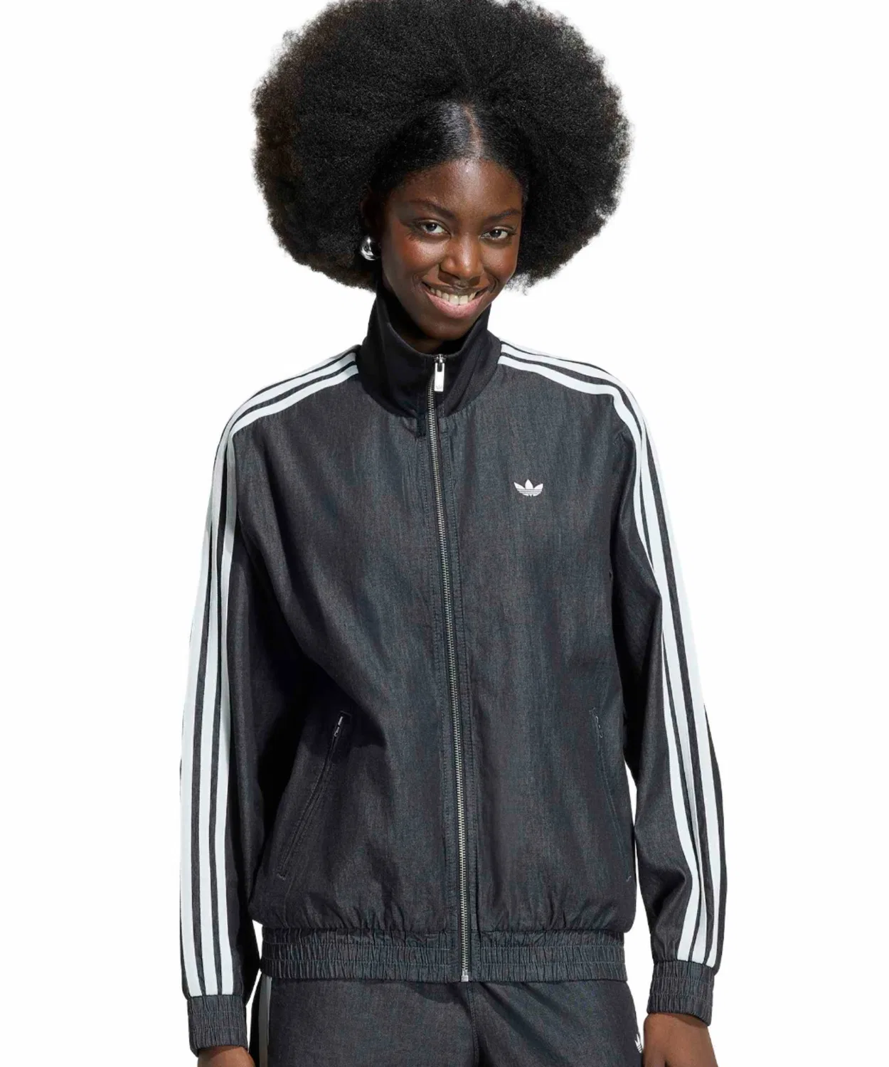 Женская джинсовая куртка с принтом Firebird Track Top Adidas, Black — фото 3