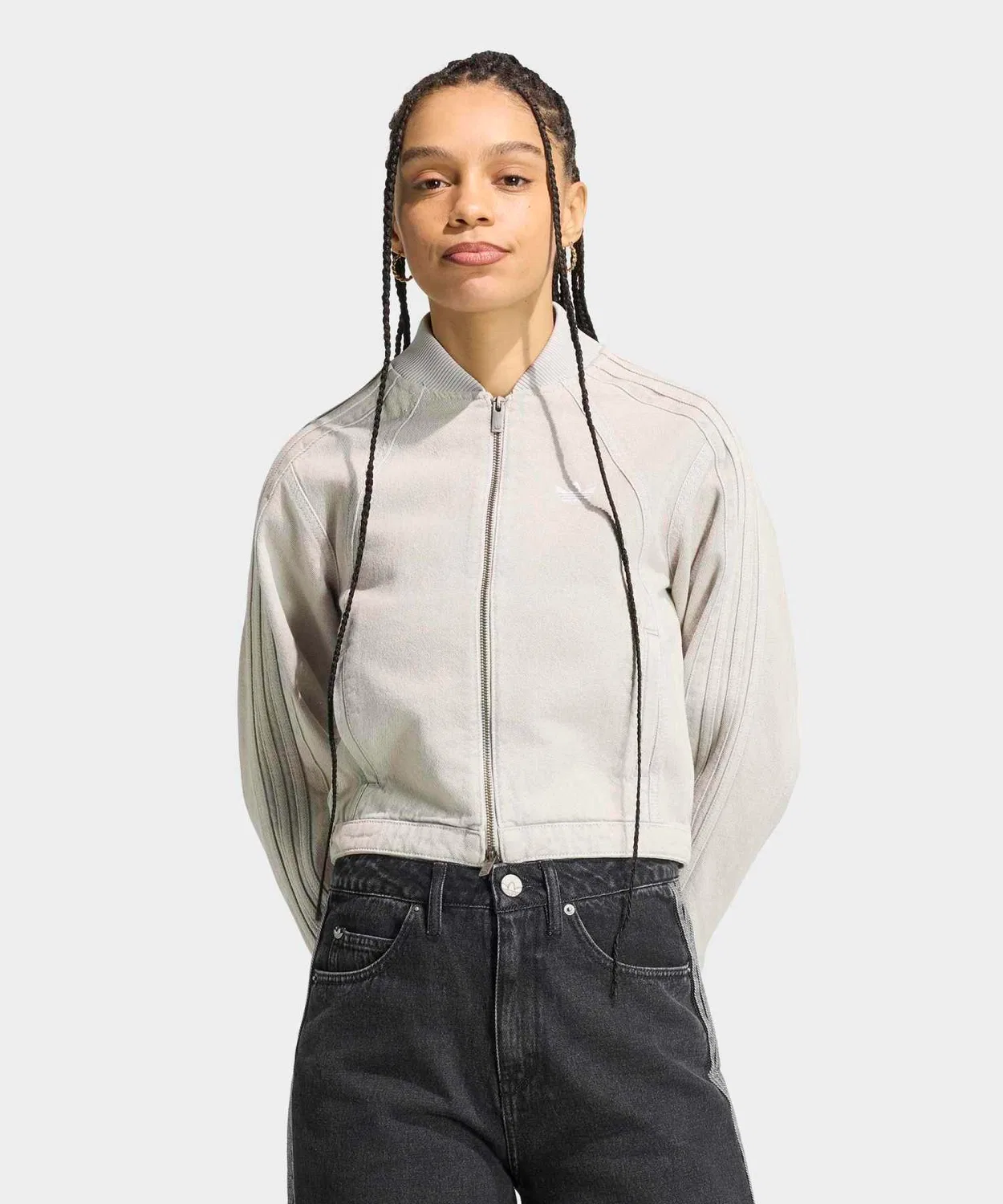 Женский джинсовый жакет с молнией, Adidas Originals, Серый