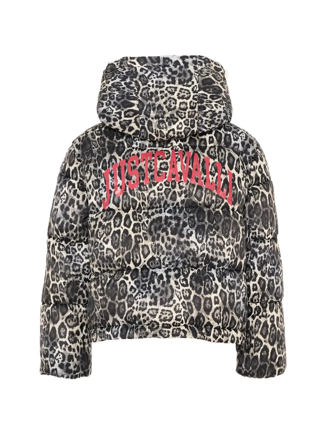 Пуховик с леопардовым принтом Just Cavalli Kids, серый — фото 2