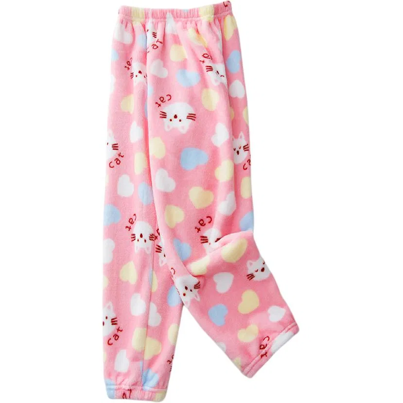 Детские пижамные штаны с принтом Cotton Gene, Pink Heart Cat