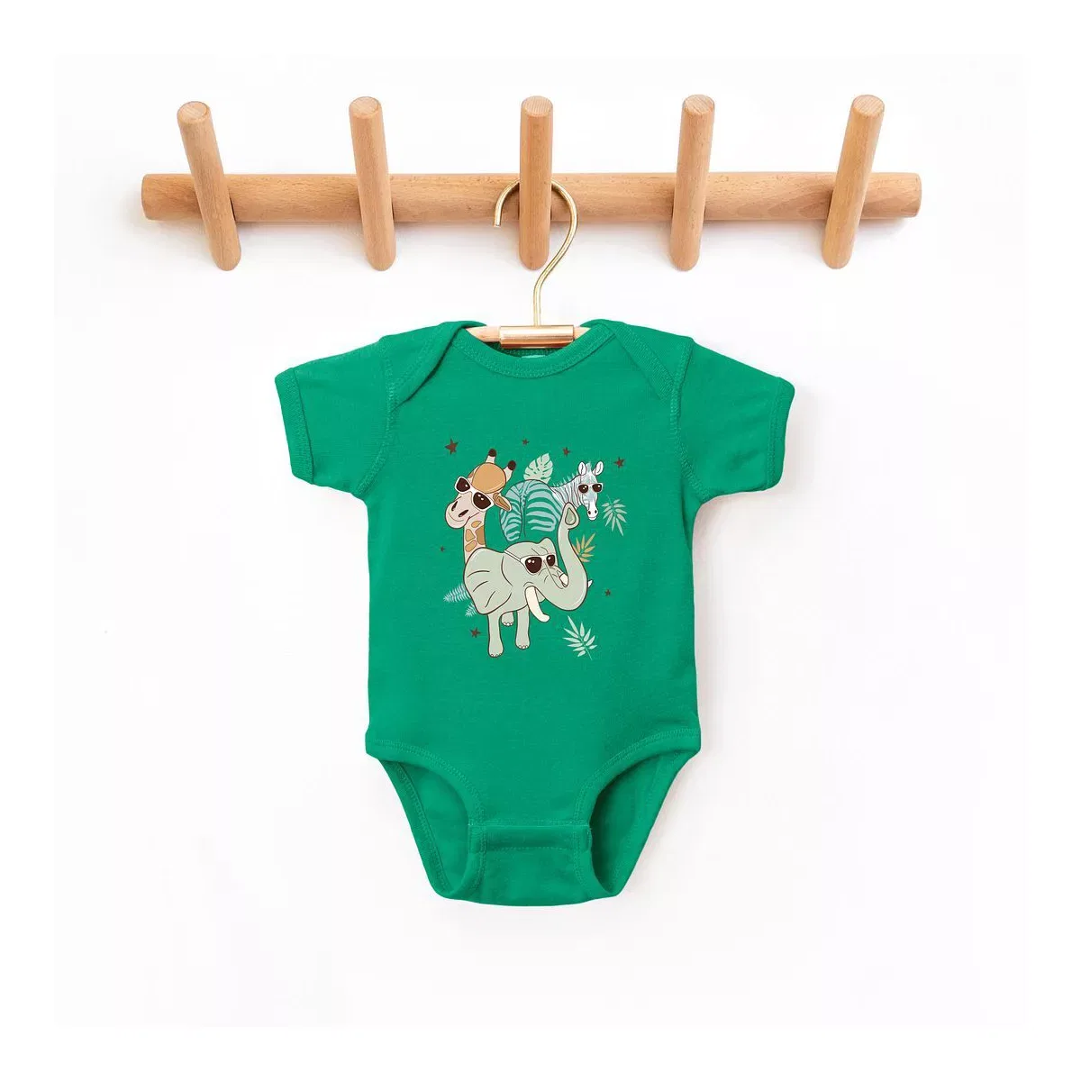 Детское боди для мальчиков с коротким рукавом Wild One Animals The Juniper Shop, Kelly