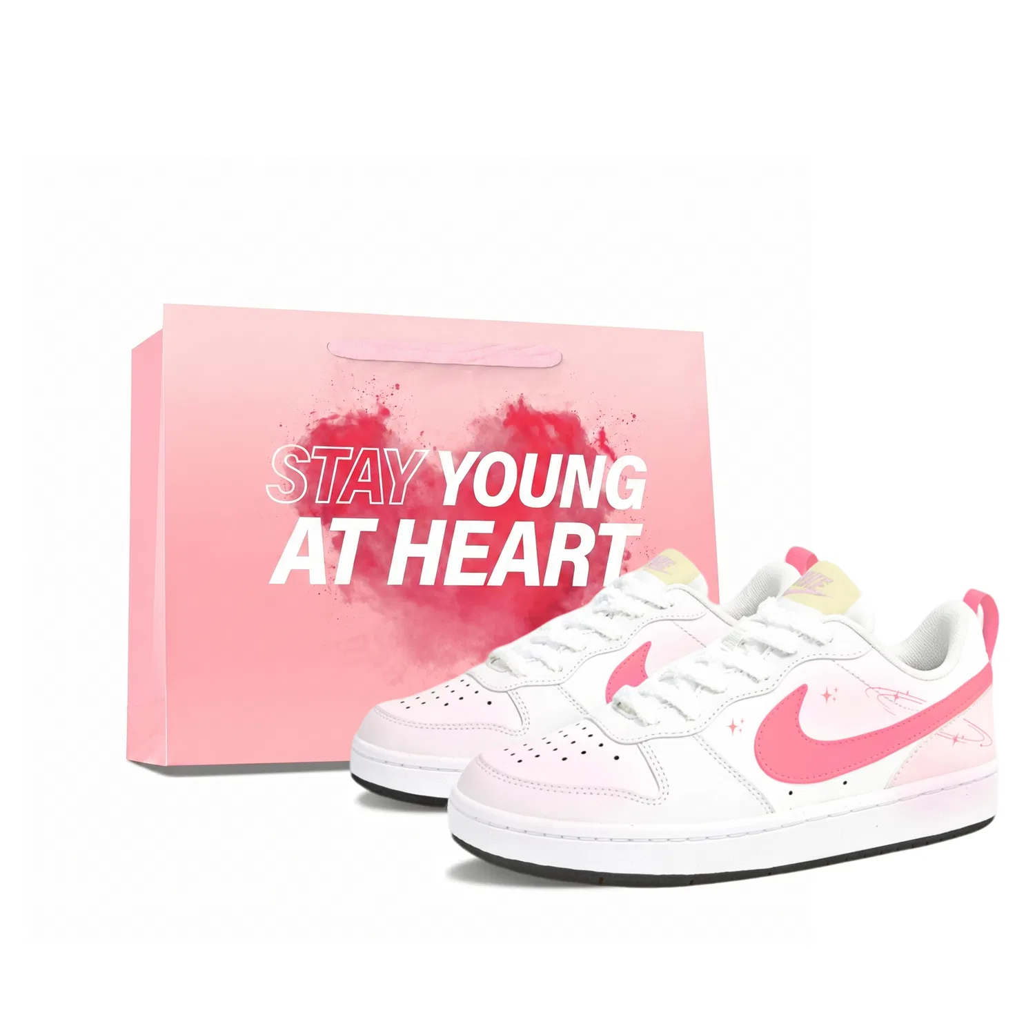 Детские кроссовки для скейтбординга с принтом Nike Court Borough Low 2, White Pink