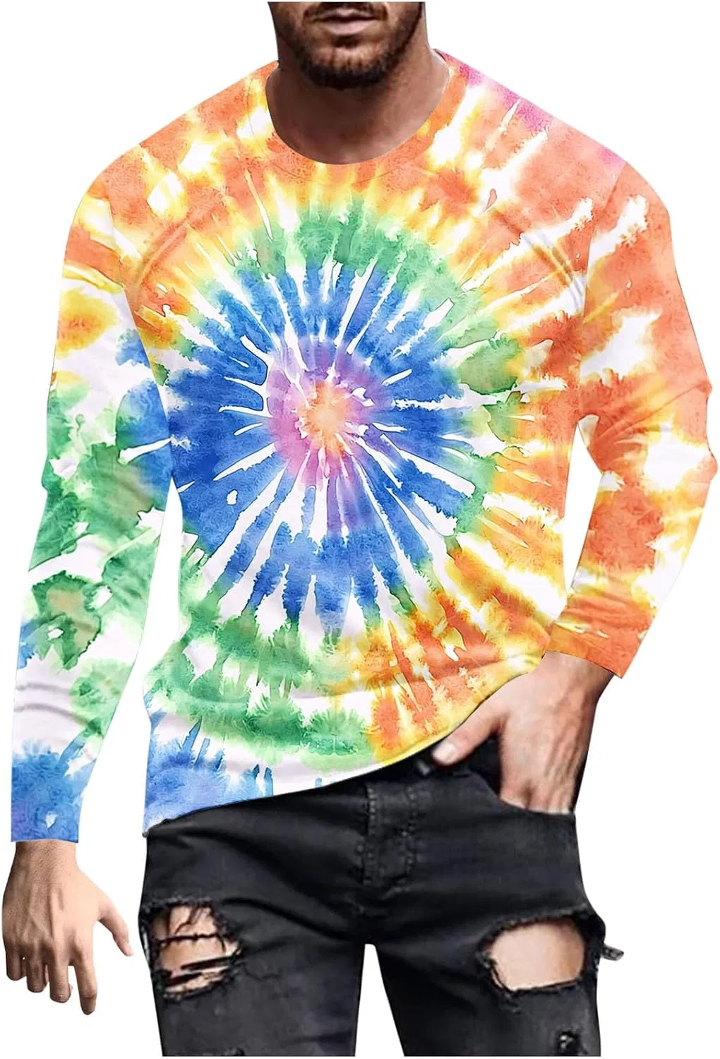 Мужская футболка с градиентным рисунком Tie Dye, 17-multicolor